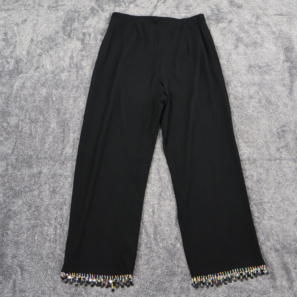 Vintage Ronni Nicole by Ouida Top & Pant Set Womens L Black Beaded Embellished - Picture 10 of 16